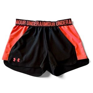 Under Armour Play Up Women’s XS Black Hot Pink Coral Gym Athletic Running Shorts